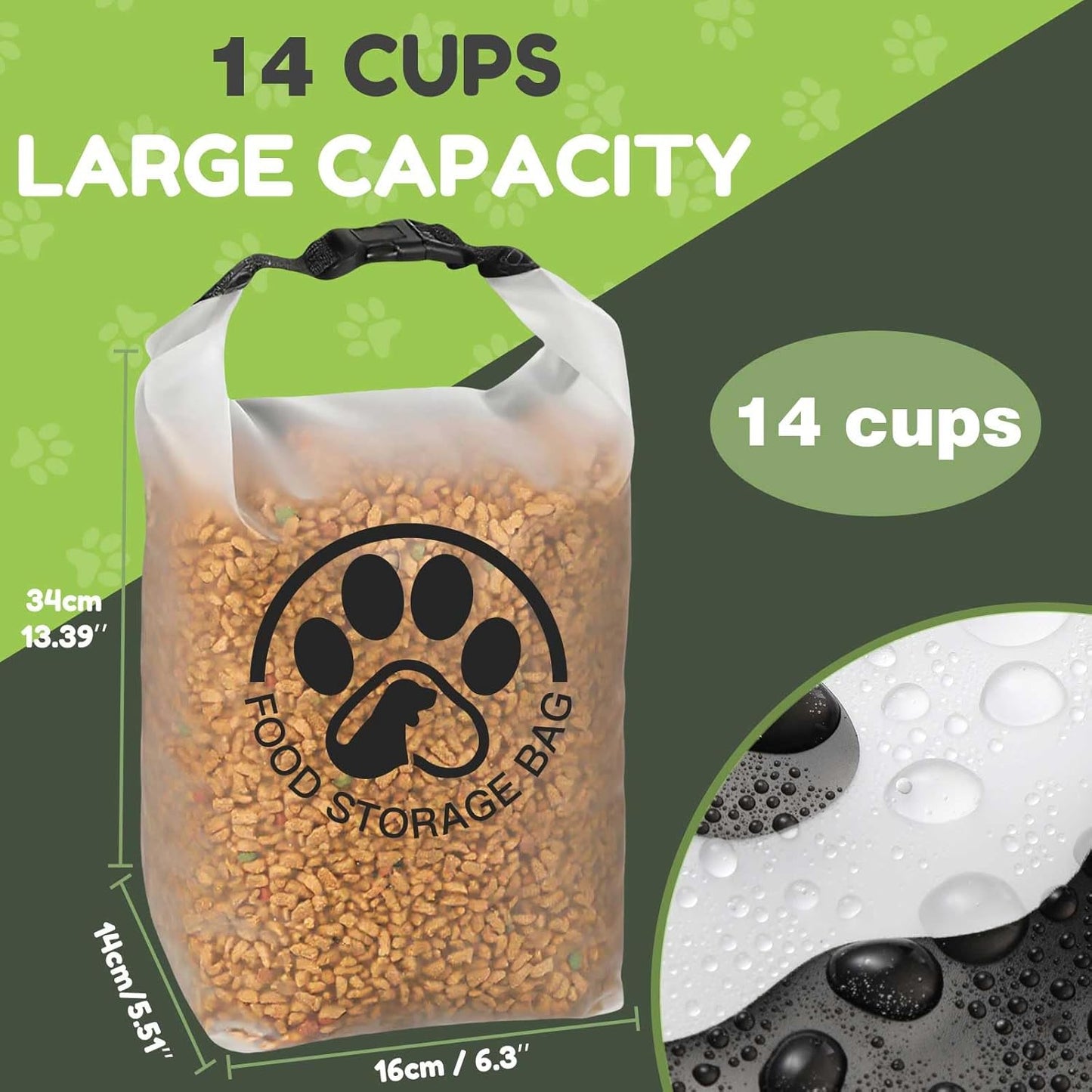 Pet Food Storage Bag for Travel - Transparent Leak-Proof Dog Food Cont