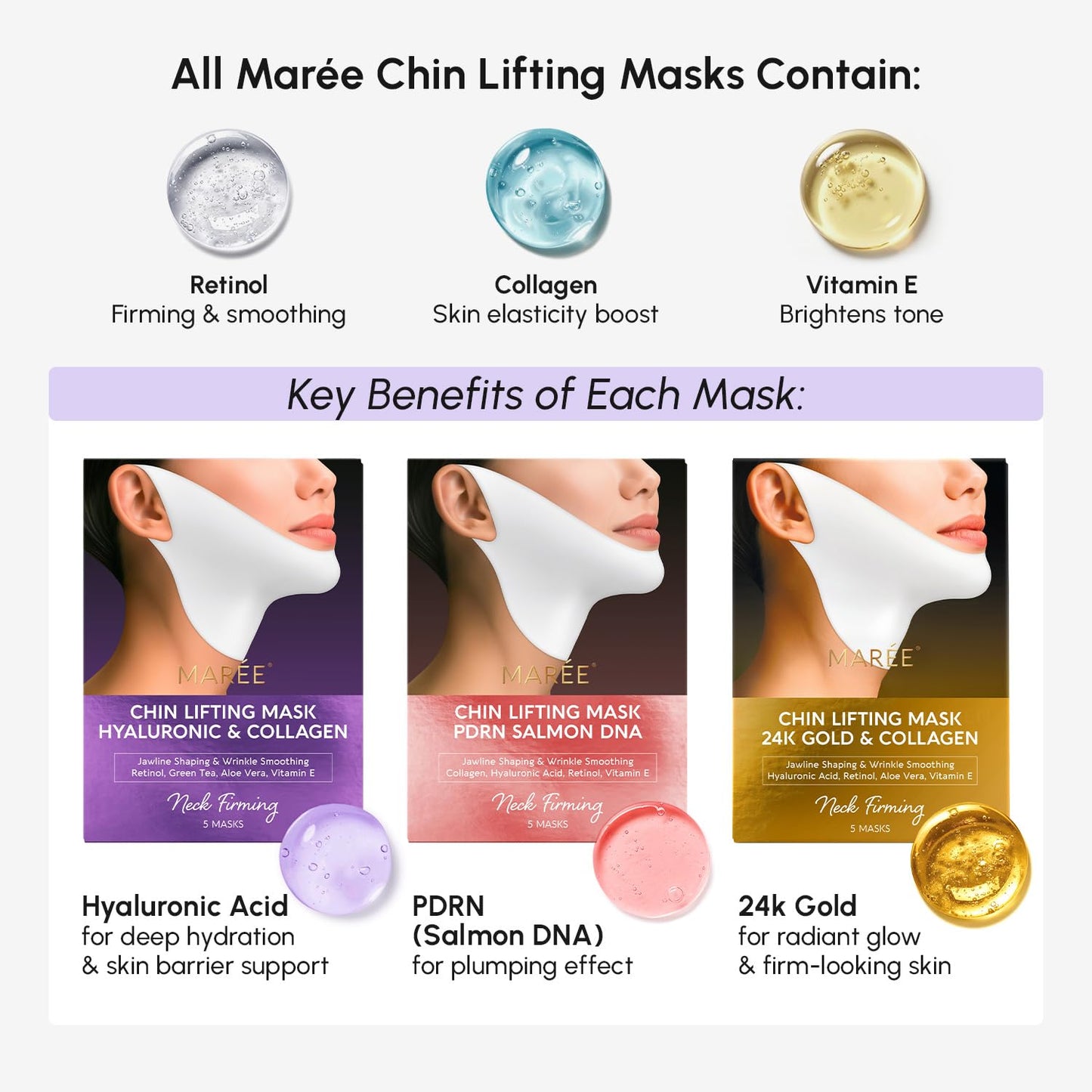 MAREE V Line Lifting Mask with 24K Gold – Deep Collagen Face Mask for 