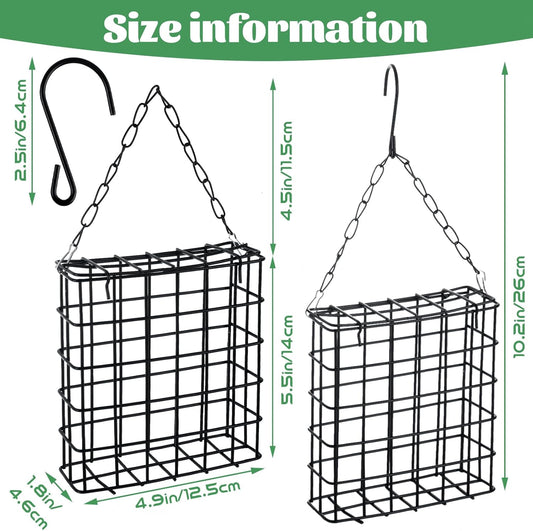 4 Pack Suet Bird Feeders Outdoor Suet Cake Feeder Garden Cages for Outside Hanging Metal Garden Yard Wildbird Woodpeckers Feeding(Black)
