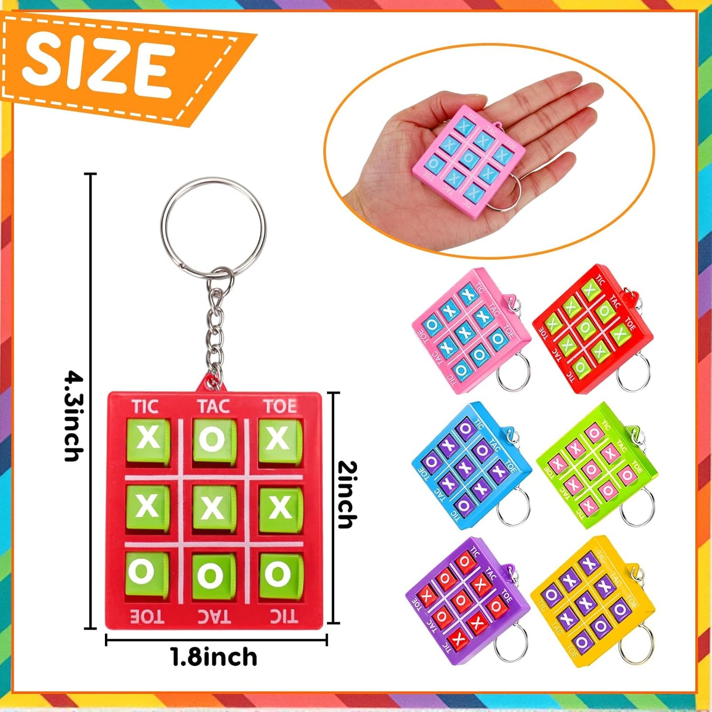 24PCS Tic Tac Toe Game Birthday Party Favors Goodie Bags Easter Basket Stuffers for Kids 4-8 8-12 Classroom Treasure Chest Carnival Prize Box Toys Bulk Keychain Pinata Filler Return Gifts for Girl Boy