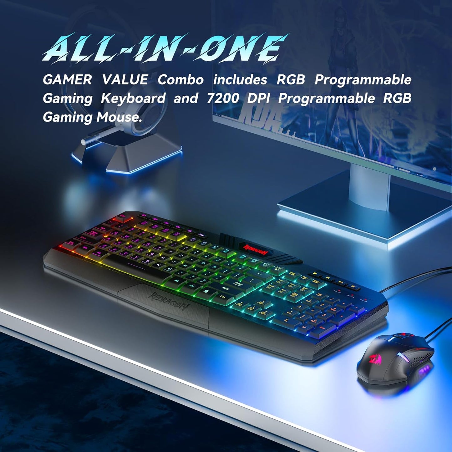 Redragon S101-3 PRO Gaming Keyboard and Mouse, RGB Backlit Programmabl