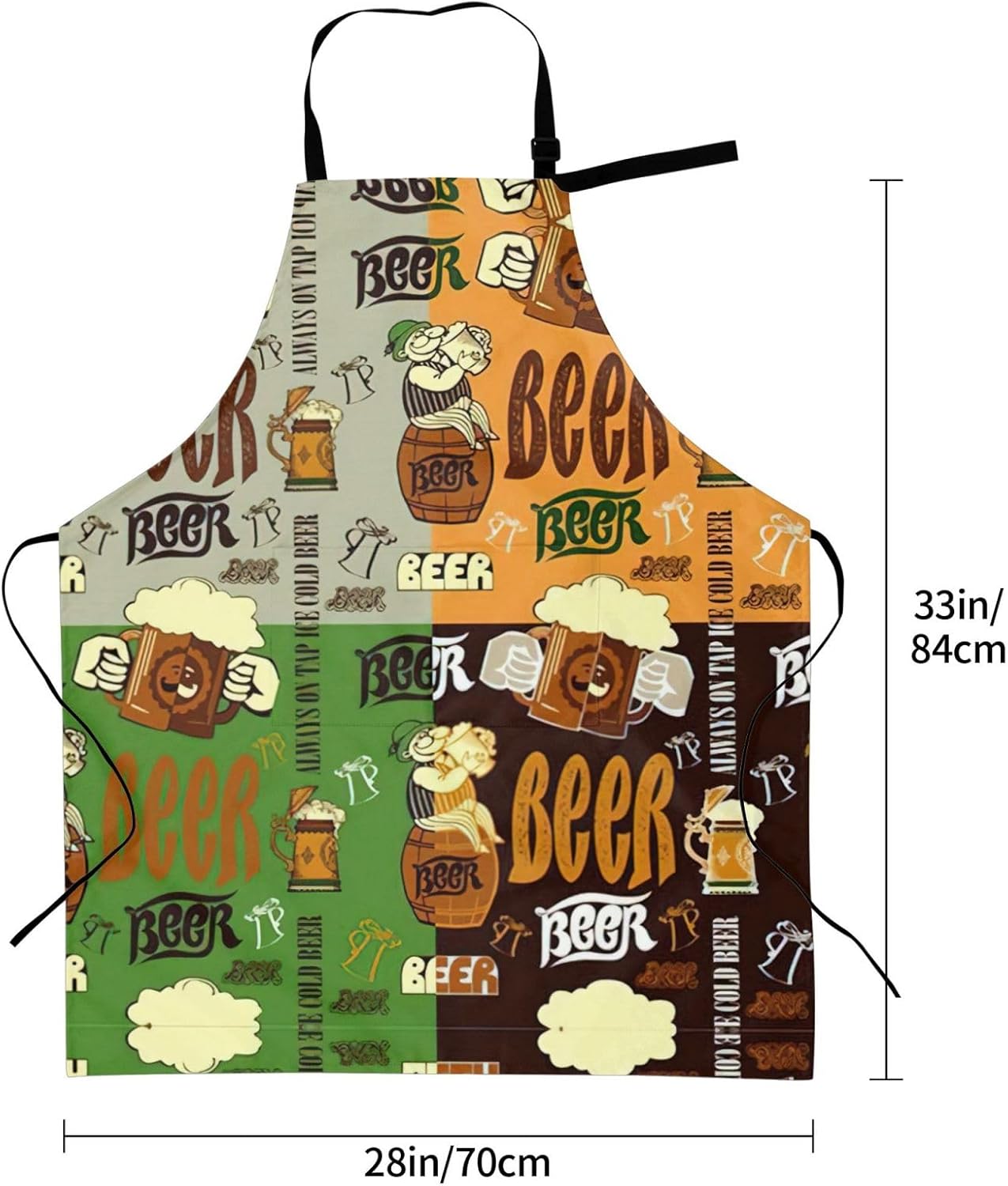 Beer print Waterproof apron with pocket adjustable cooking apron for adult kitchen bibs to bake