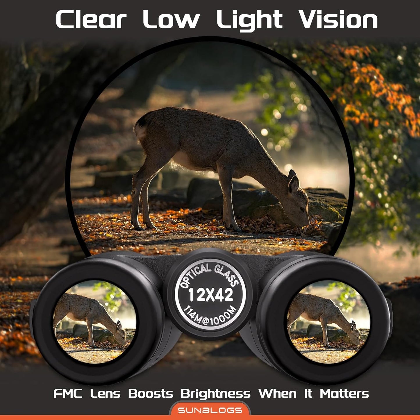 12x42 HD Binoculars for Adults,Super Bright BAK4 Prism High Powered Wa