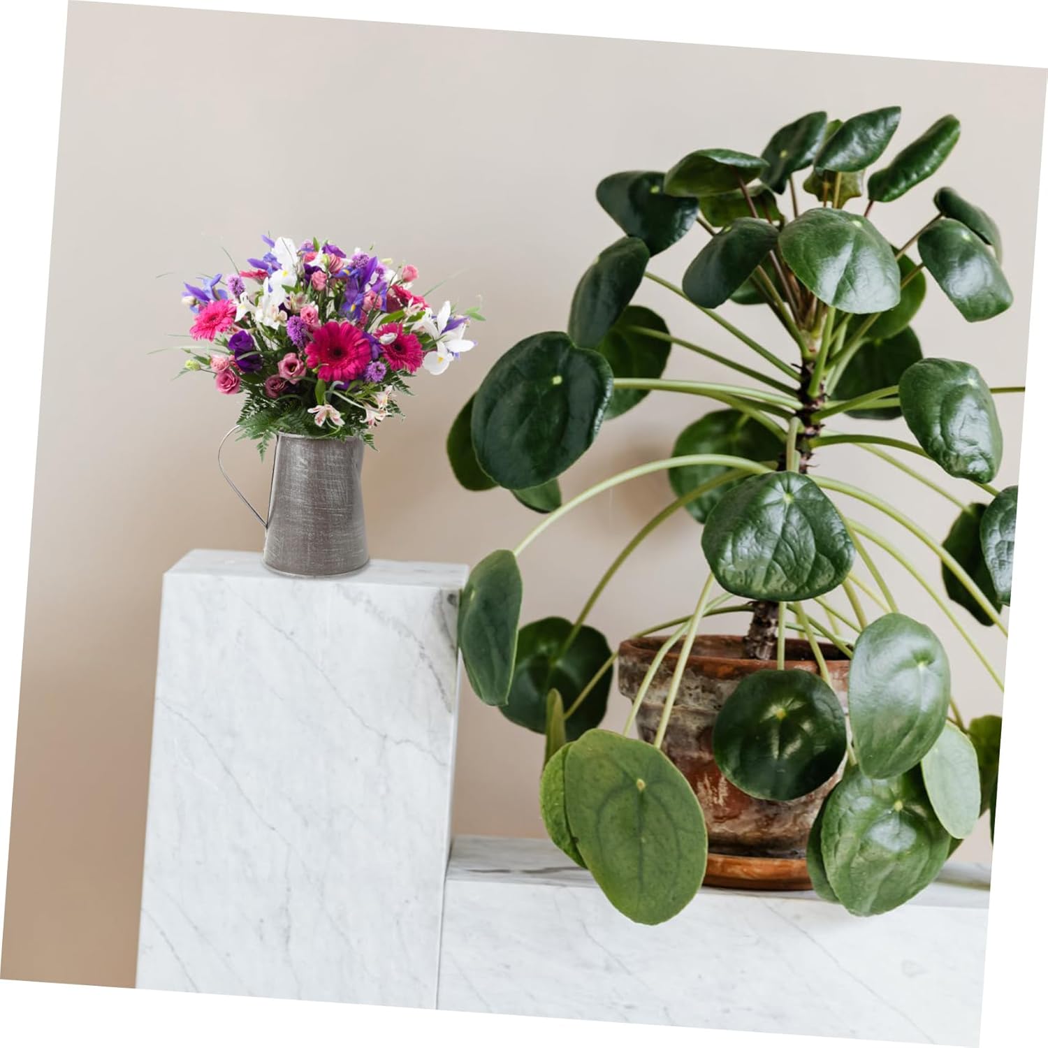 BESTOYARD Retro Iron Flower Pot Pitcher Flower Holder Home Decoration 