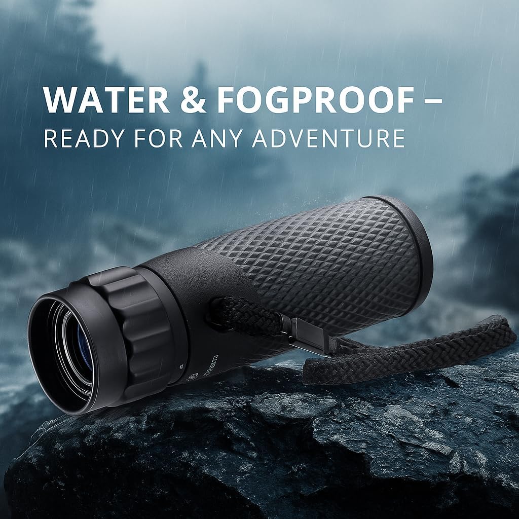 Barska Blackhawk Waterproof Monocular – Compact, Fogproof, Multi-Coated Optics, Slip-Resistant Grip for Birding, Hiking, Sports, Concerts & Outdoor Use