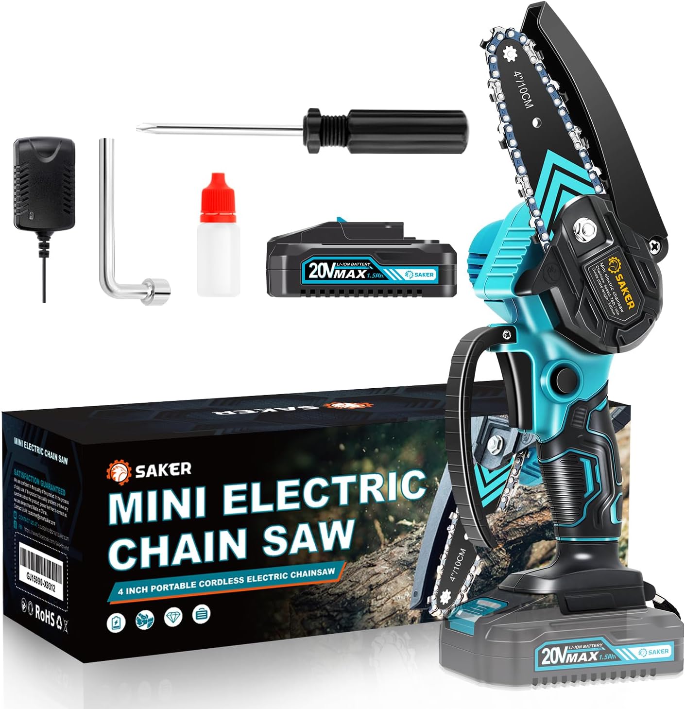Saker Mini Chainsaw,Portable Electric Chainsaws Cordless,Handheld Chai