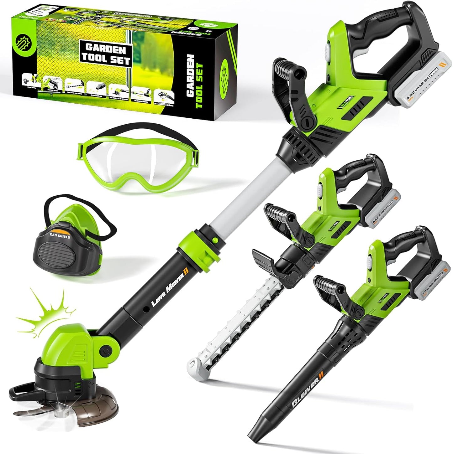 Kids Tool Set, 3-IN-1 Toddler Power Garden Tools with Sounds & Lights,