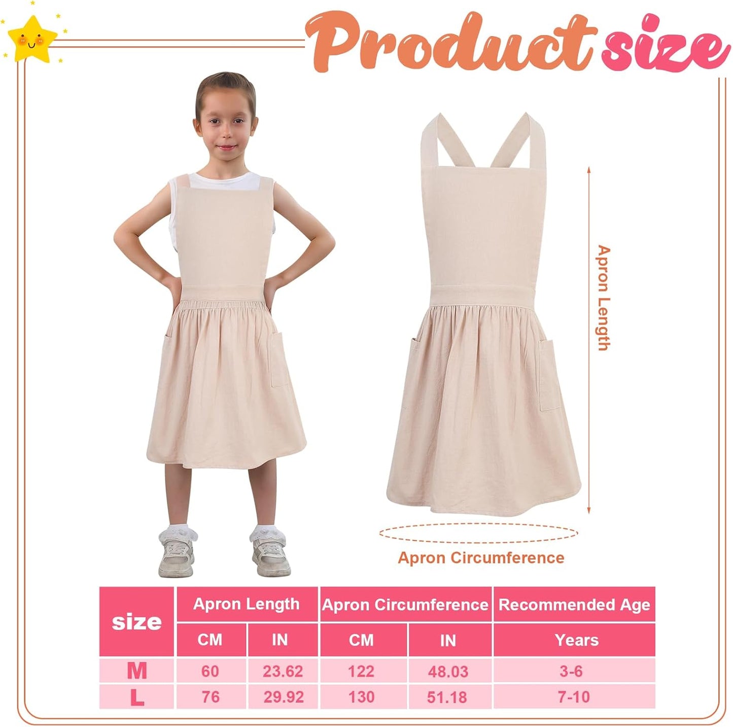 Kids Pinafore Apron, Cross Back Apron, Japanese Style Bib Aprons Home 