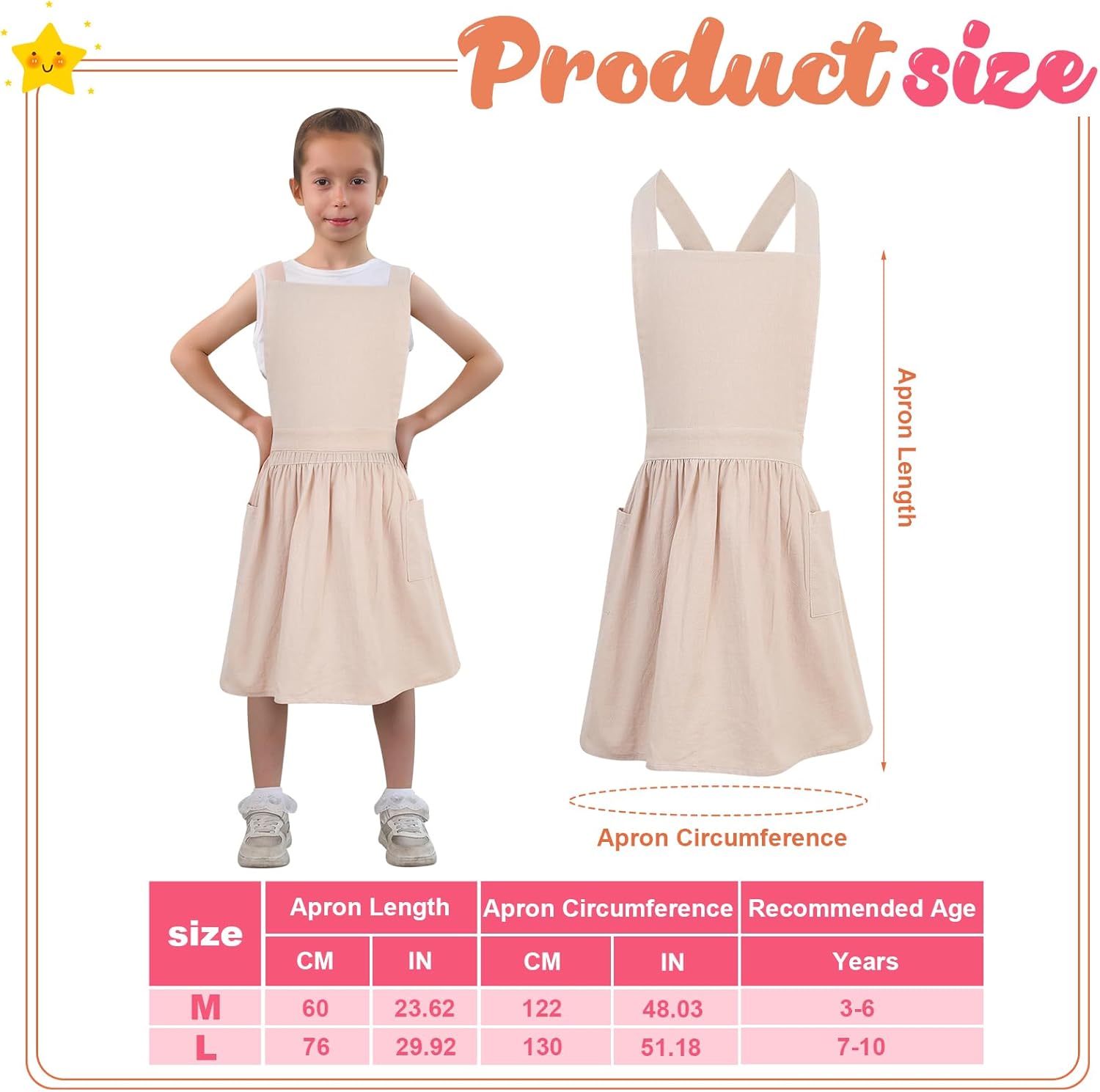 Kids Pinafore Apron, Cross Back Apron, Japanese Style Bib Aprons Home 