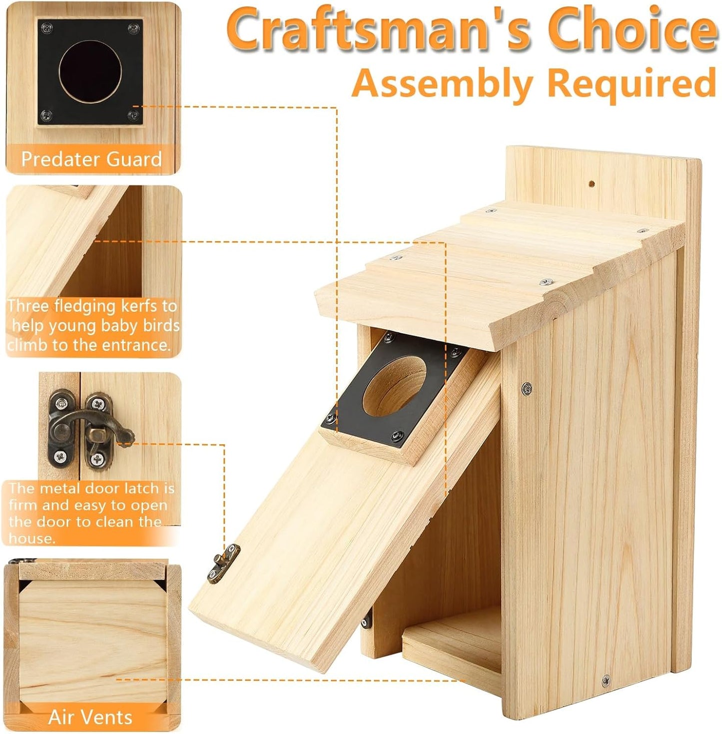 Wooden Bird Houses for Outside with Paint Set, Crafts & DIY Birdhouse Kits for Adults & Kids to Build, Bird House Outdoor for Bluebird Finch Swallow Wren Chickadee