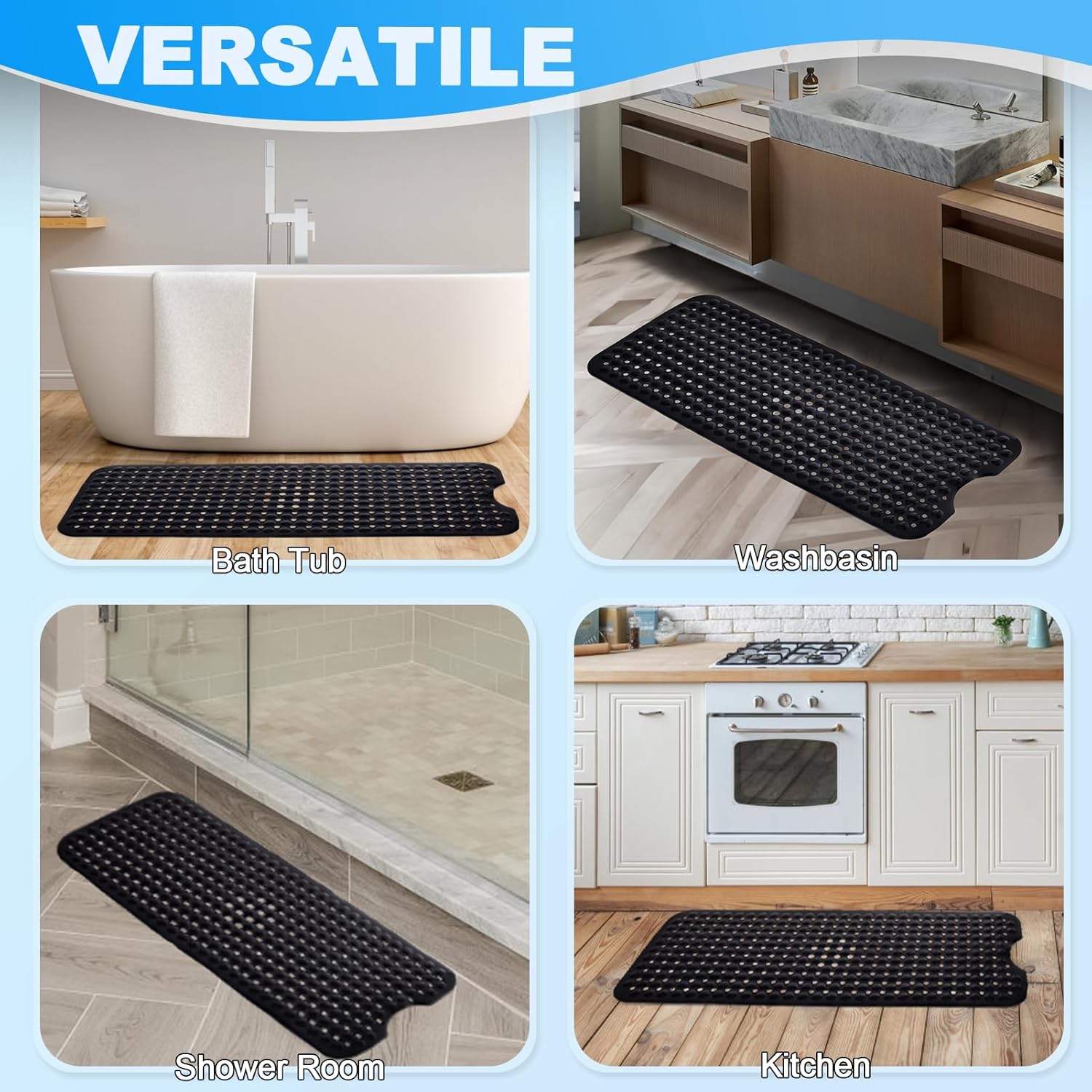 Linoows Bathtub and Shower Mats, 40x16 Inch Extra Large Non Slip Soft 