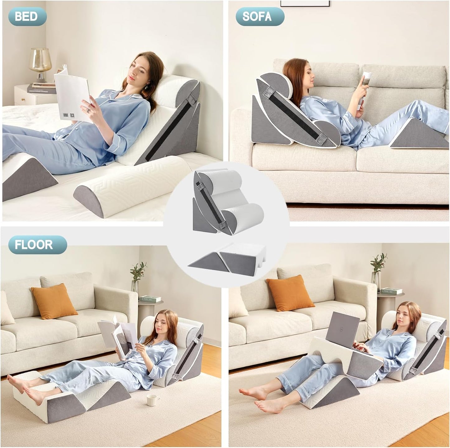 Yojoker 6pcs Orthopedic Bed Wedge Pillow Set for Sleeping, Post Surger