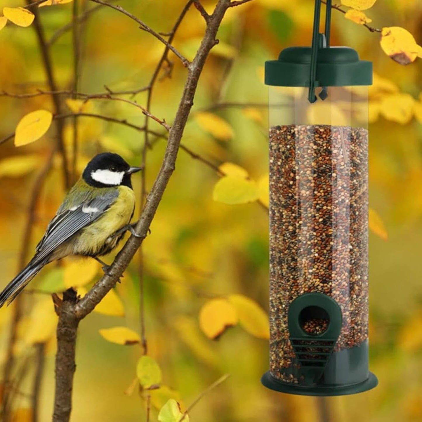 Wild Bird Feeders - 3 Pieces Metal Weatherproof Outdoor Feeders, Pathway Wildlife Feeding, Squirrel-Proof Design, Hanging Garden Feeder for Yard, Patio, Porch, Balcony, Tree