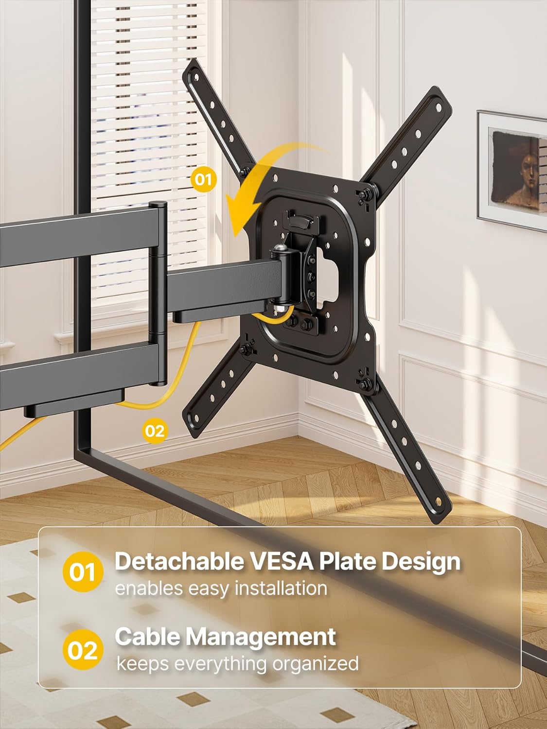 monTEK Full Motion TV Wall Mount for 23–65 Inch Flat & Curved TVs and 
