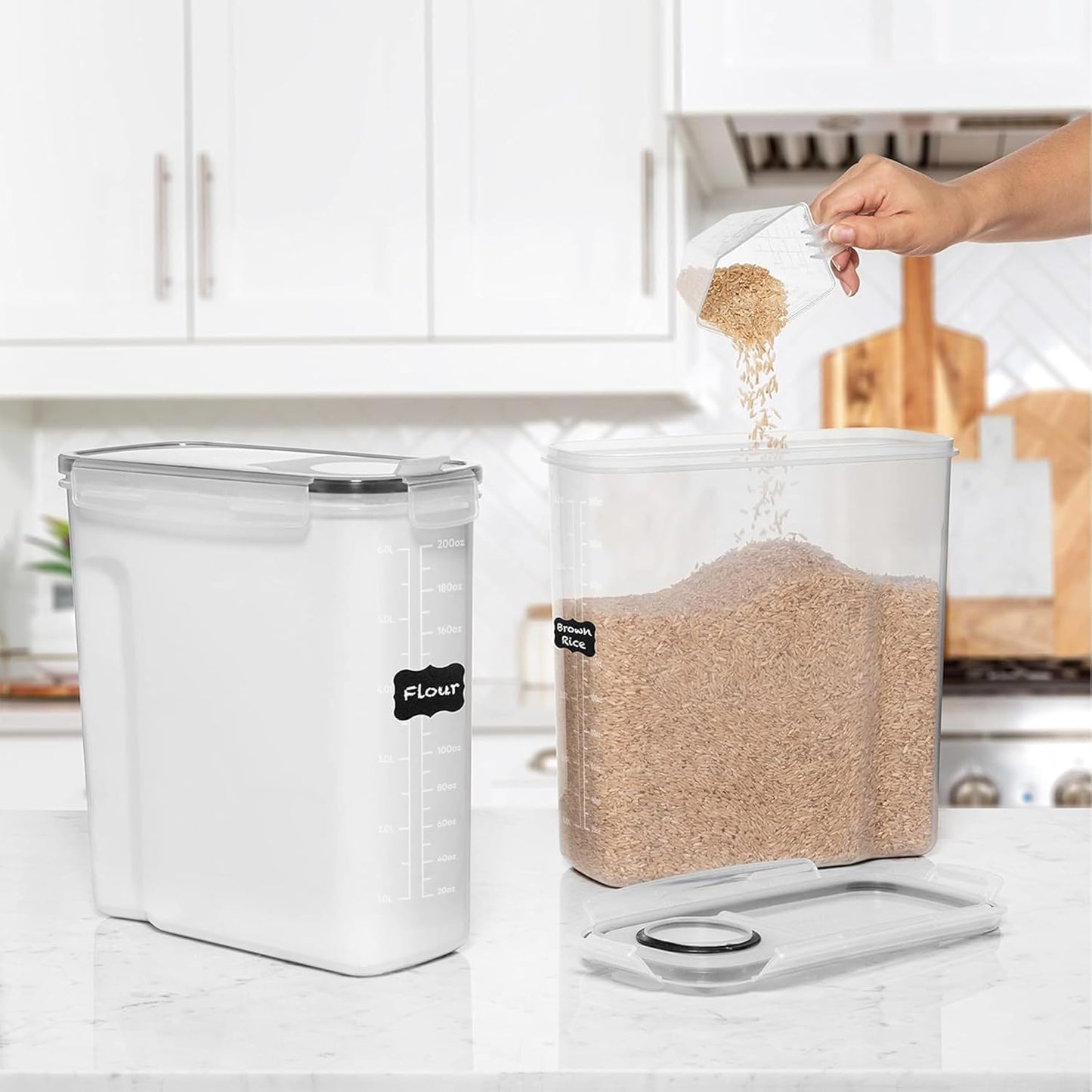 Shazo 2 Pack (6.3 L / 213 oz / 6.7 qt) EXTRA Large Airtight Food Storage Cereal Containers for Bulk Food Storage BPA-Free Plastic Container, Pantry Organization and Canister for Rice, Sugar & Flour