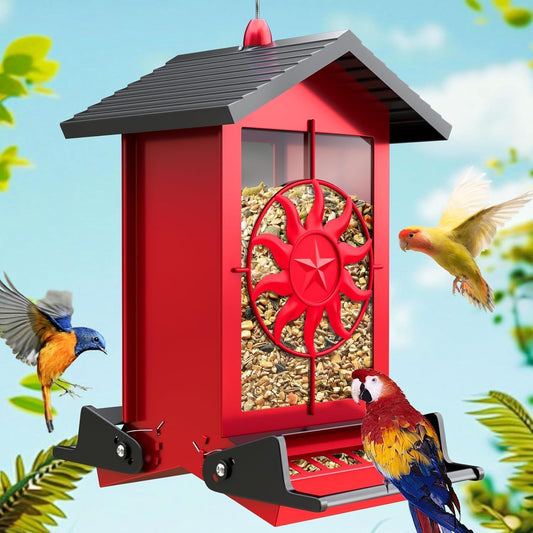 Metal Squirrel Proof Bird Feeders for Outdoors Hanging with Weight Act