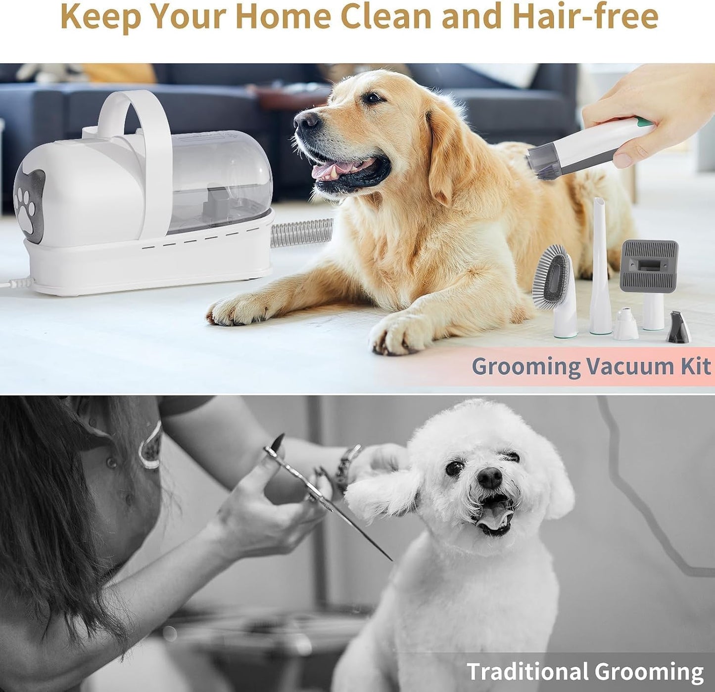 Dog Grooming Kit, Pet Grooming Vacuum with Pet Clipper Nail Grinder, D