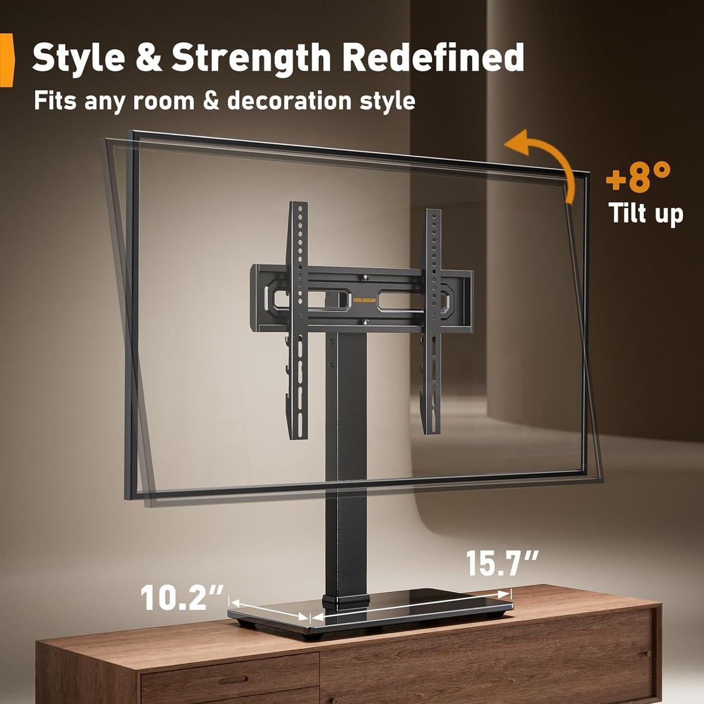 Perlegear Universal Swivel TV Stand Base for 32–70 inch TVs, Height Adjustable Table Top TV Stand Mount with Tilt, Tempered Glass Base, Holds up to 88 lbs