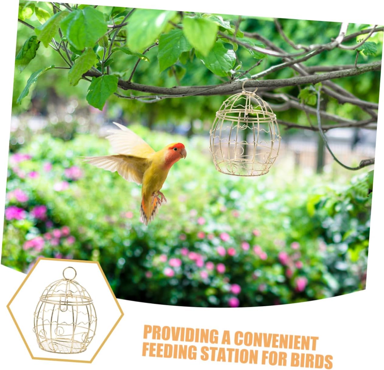 Milisten 4pcs Retro Hanging Bird Feeders Windproof Metal Wild Bird Food Container for Attracting Goldfinches Sparrows and Finches for Outdoor Spaces