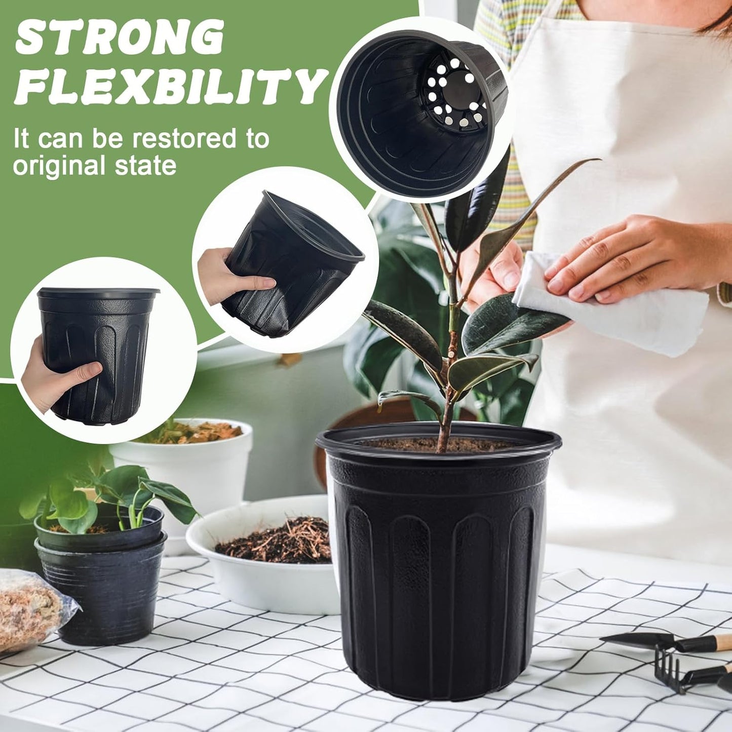 60 Pcs 1 Gallon Plant Nursery Pots,Plastic Seed Starter Pot with Drain