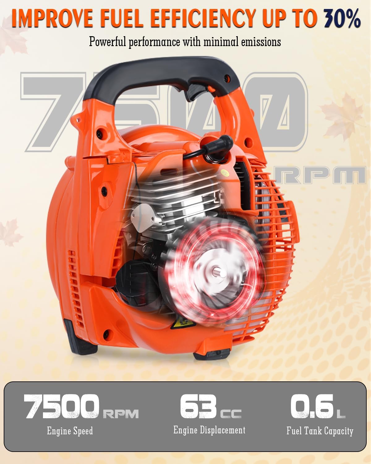Gas Leaf Blower 26cc Handheld, Powerful 2-Cycle Engine, 180 MPH 380 CF