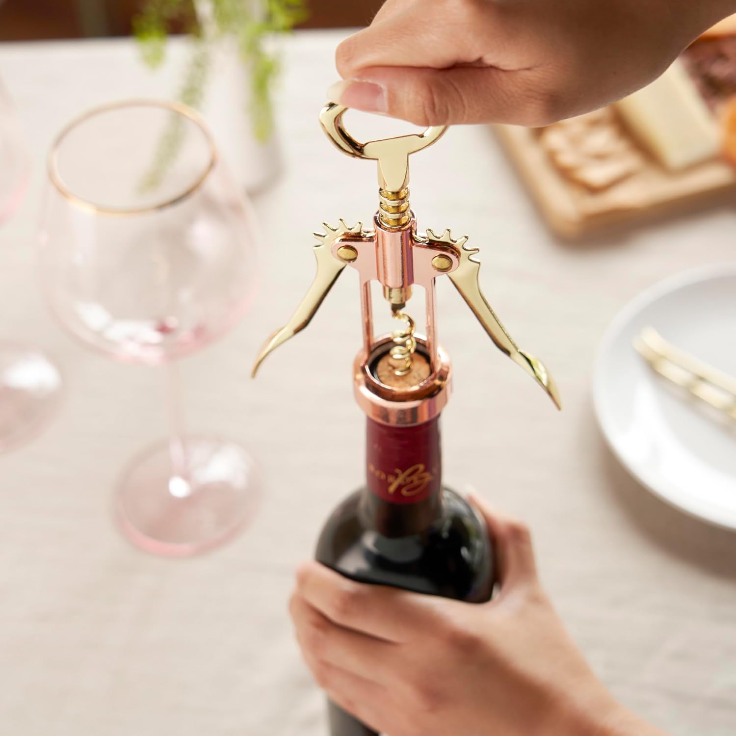 Twine Winged Corkscrew Wine Opener, Versatile Bottle Opener for Beer a