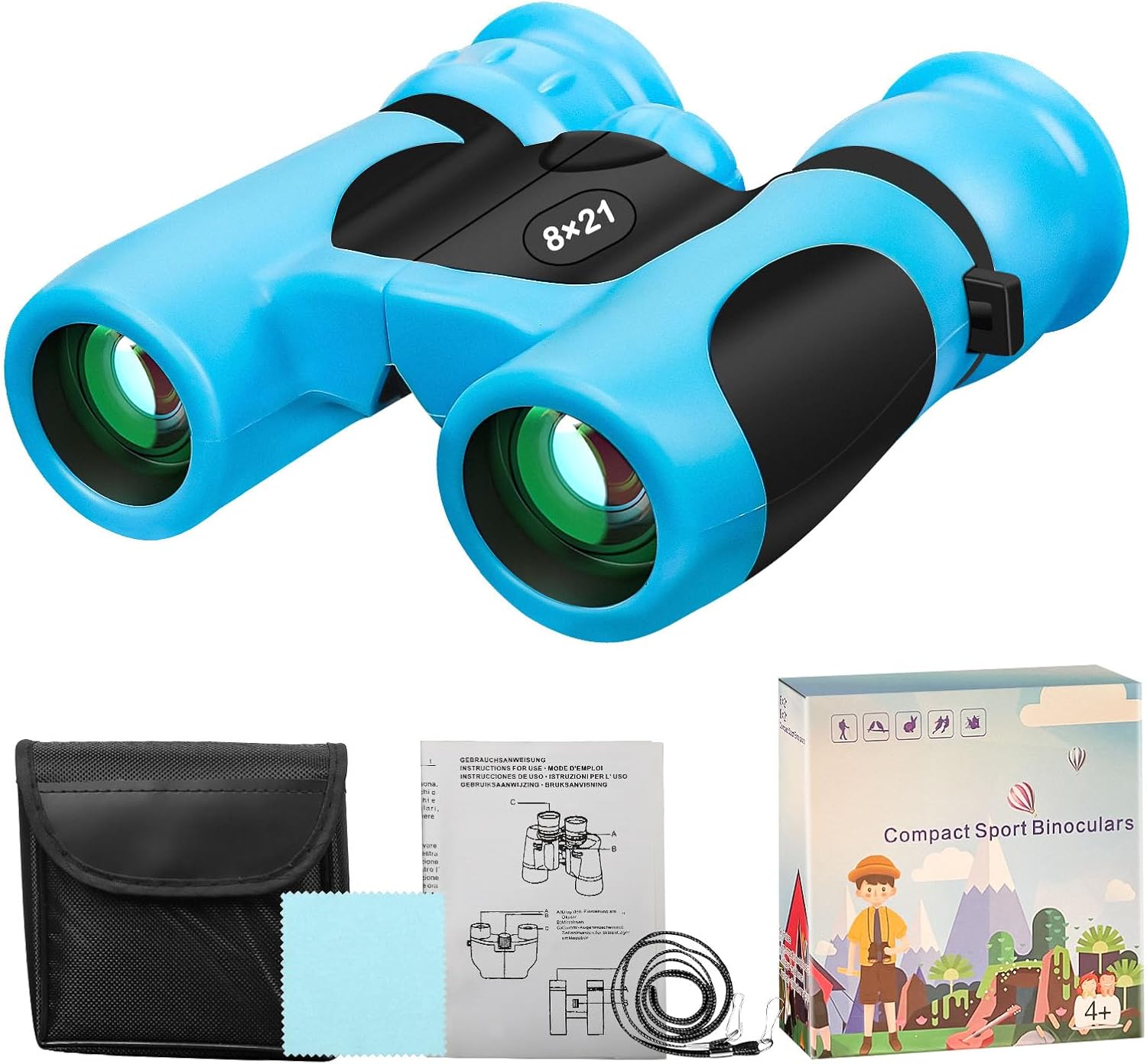 BLACKICE Binoculars for Kids, High-Resolution 8x21, Kids Binoculars Gi
