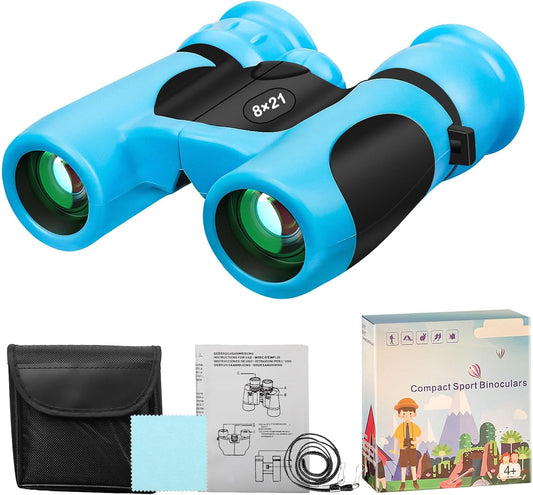 BLACKICE Binoculars for Kids, High-Resolution 8x21, Kids Binoculars Gift Set for Boys & Girls, Shockproof & Compact for Bird Watching, Travel, Hiking, Camping, Hunting, Children Outdoor Gear(Blue)
