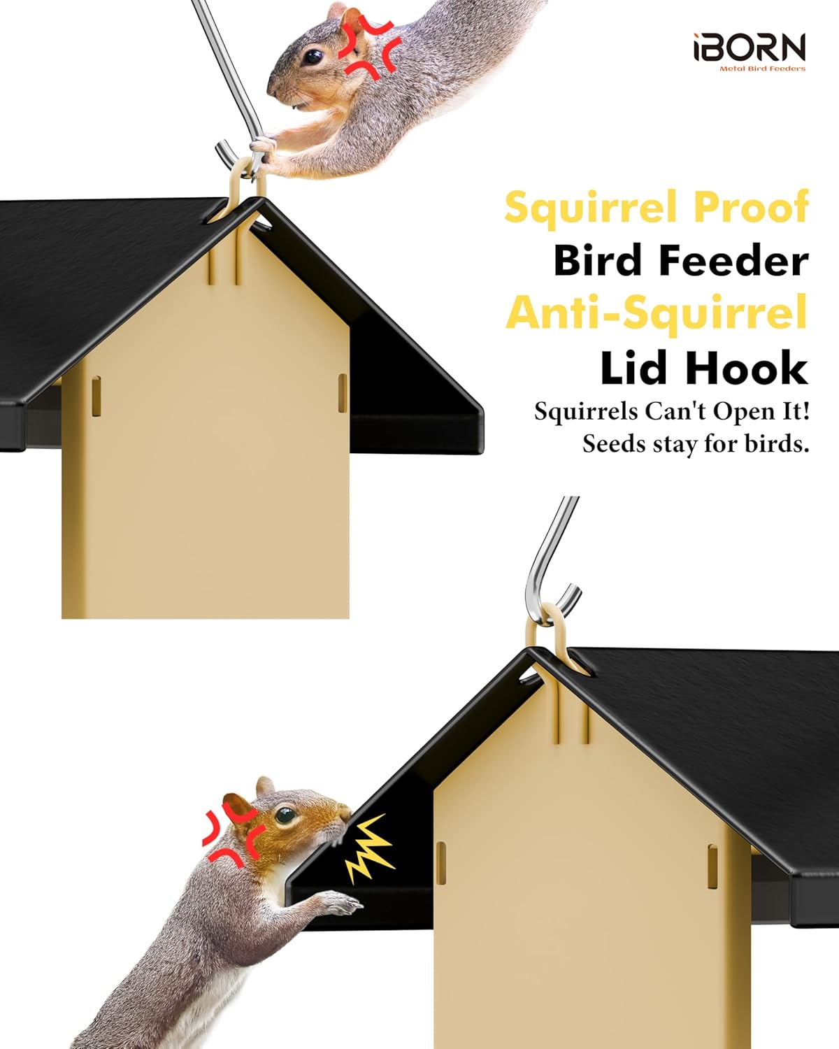 iBorn Bird Feeders for Outdoors,Bird Feeder with Weatherproof Metal Ro