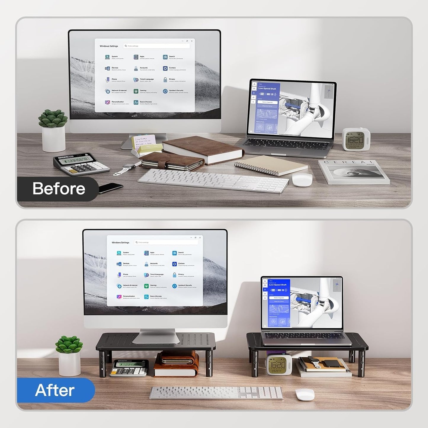 HUANUO Monitor Stand for Desk, Computer Monitor Stand Height Adjustabl
