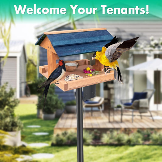 Bird House Pole, 75 Inch Bird Feeder Pole Mount for Outdoors Heavy Dut