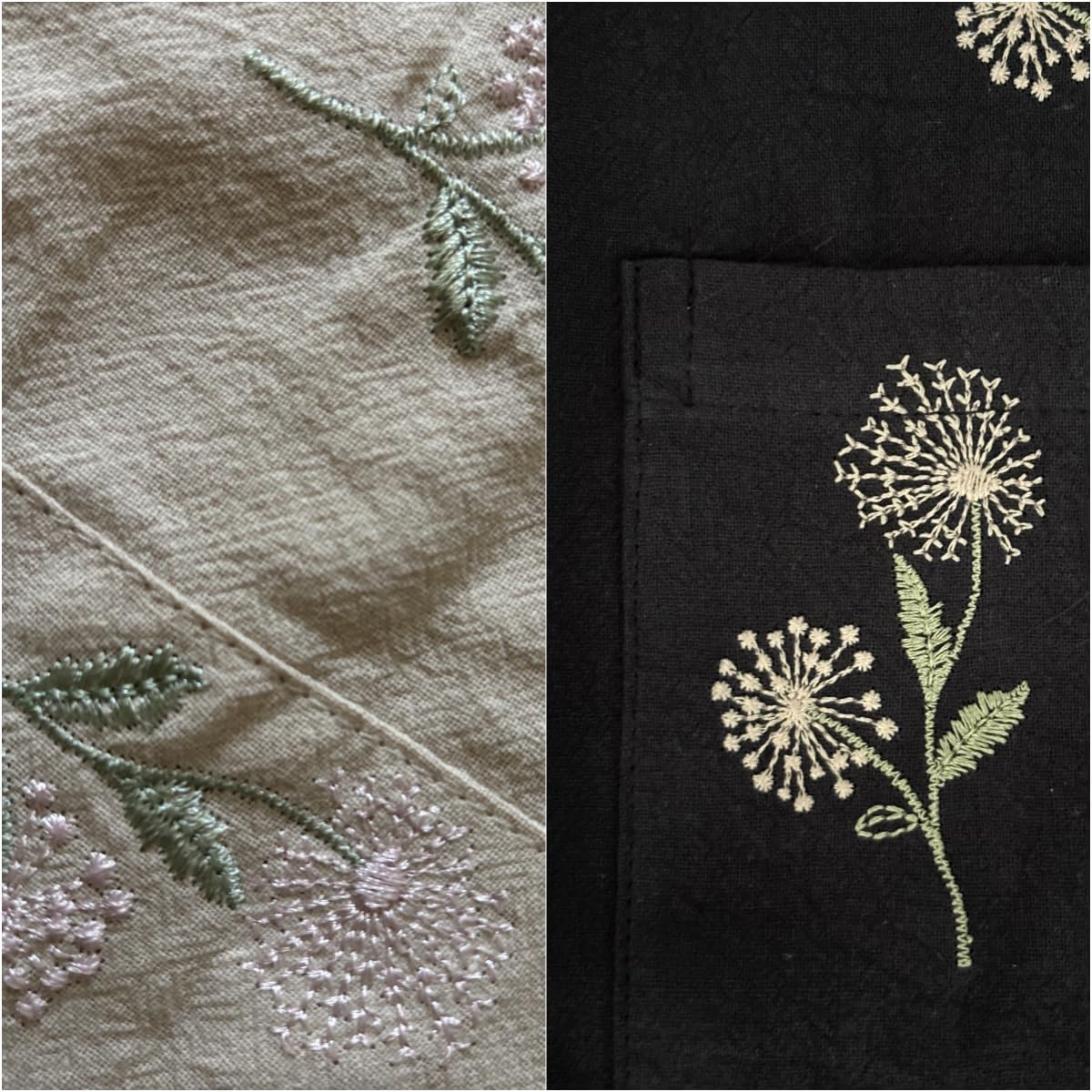 Cotton Cobbler Apron with Pocket for Parent and Child, Embroidered Flo
