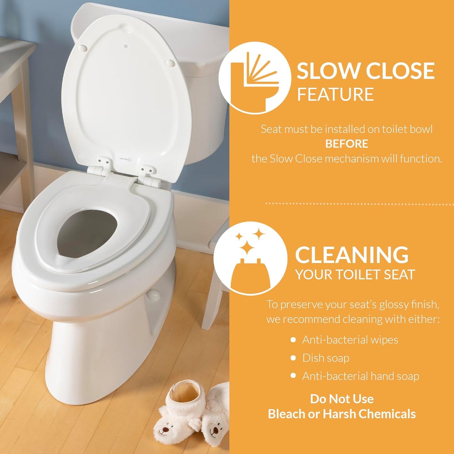 Mayfair NextStep2 Toilet Seat with Built-In Potty Training Seat, Slow-Close, Removable that will Never Loosen, Elongated, White