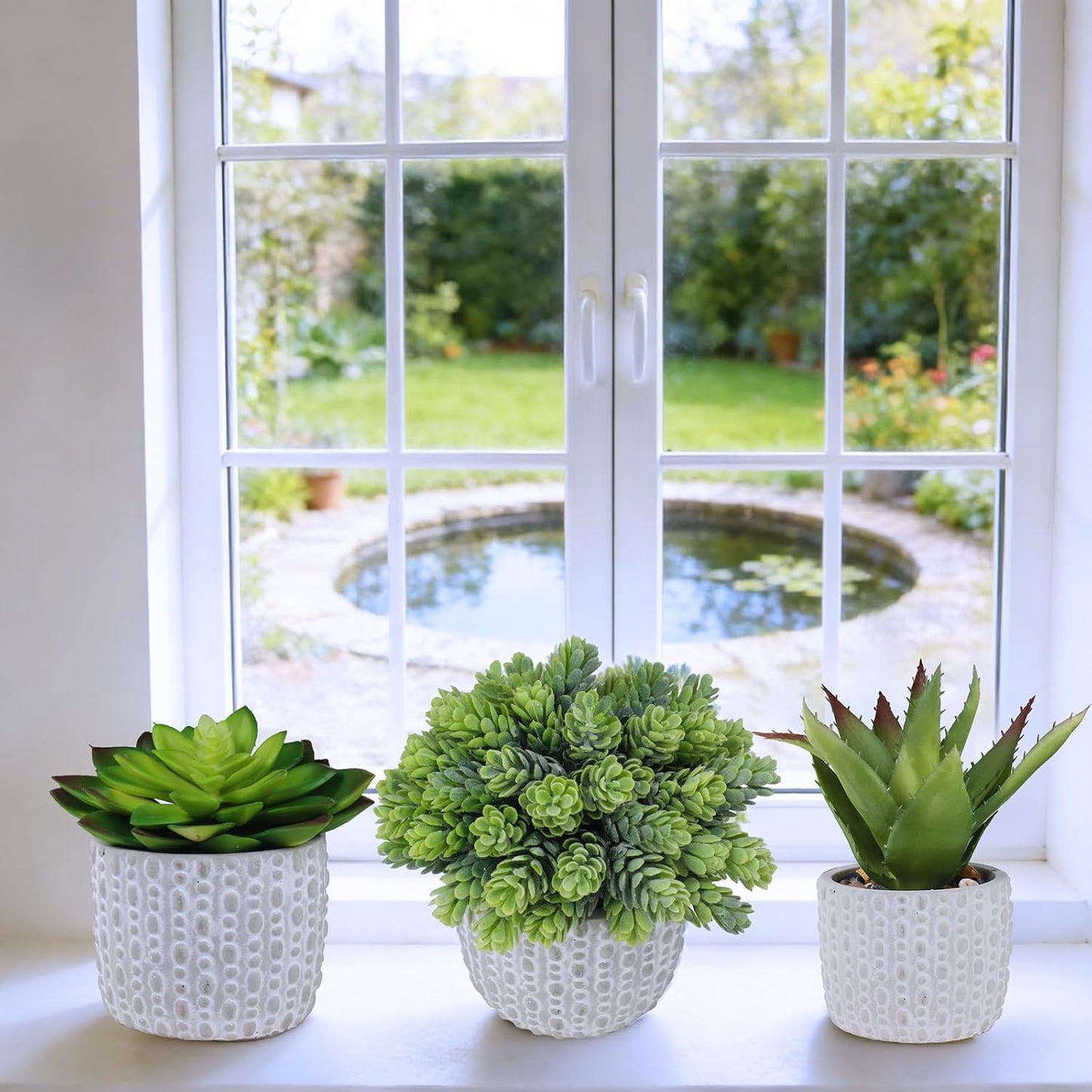3 Pcs Assorted Small Potted Fake Succulents Plants Artificial Aloe Hop