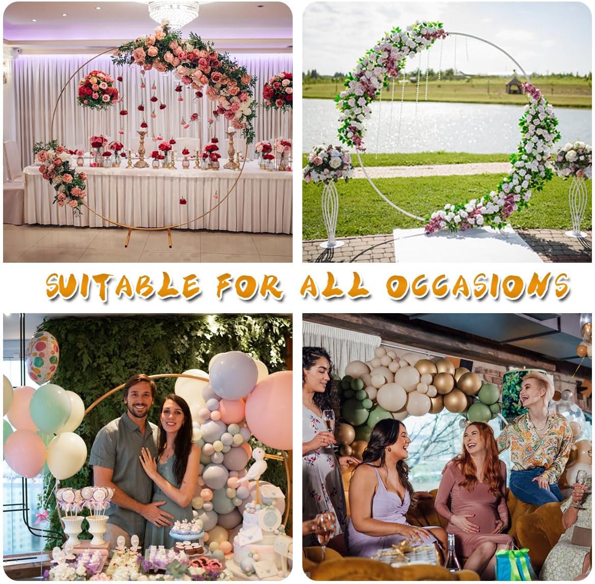 Round Backdrop Stand Circle Arch, 6.5ft Golden Metal Balloon Arch Kit for Party Decoration Wedding Arch Flower Ring Stand