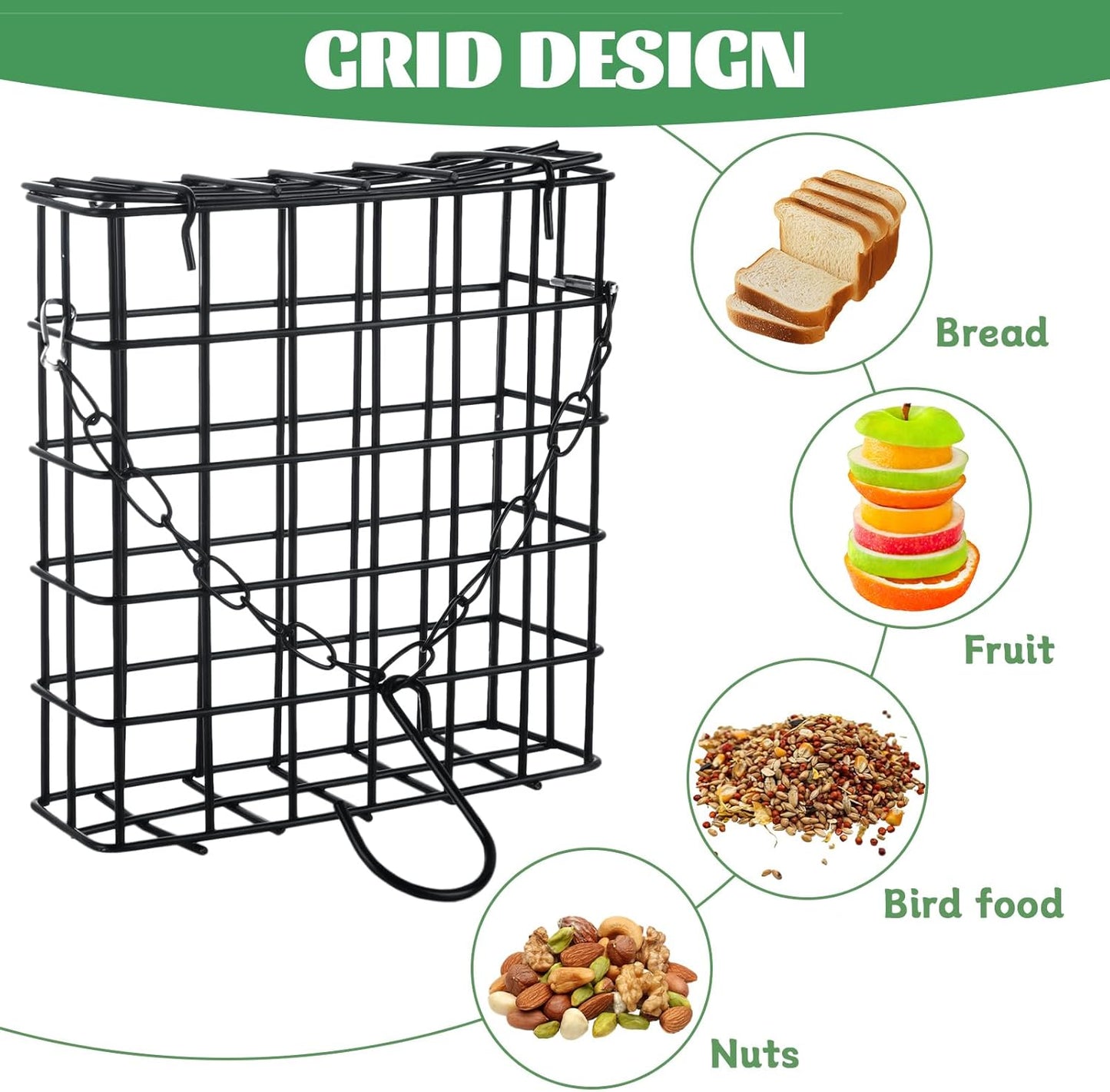4 Pack Suet Bird Feeders Outdoor Suet Cake Feeder Garden Cages for Outside Hanging Metal Garden Yard Wildbird Woodpeckers Feeding(Black)