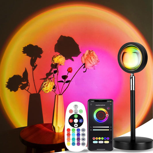 Sunset Lamp Projection, Sunset Night Light Rainbow Projector 180° 16 Color Changing 4 Modes, Vlog, Photography, Decorative, Party Decor, Gift for Women(16 Color) (red)