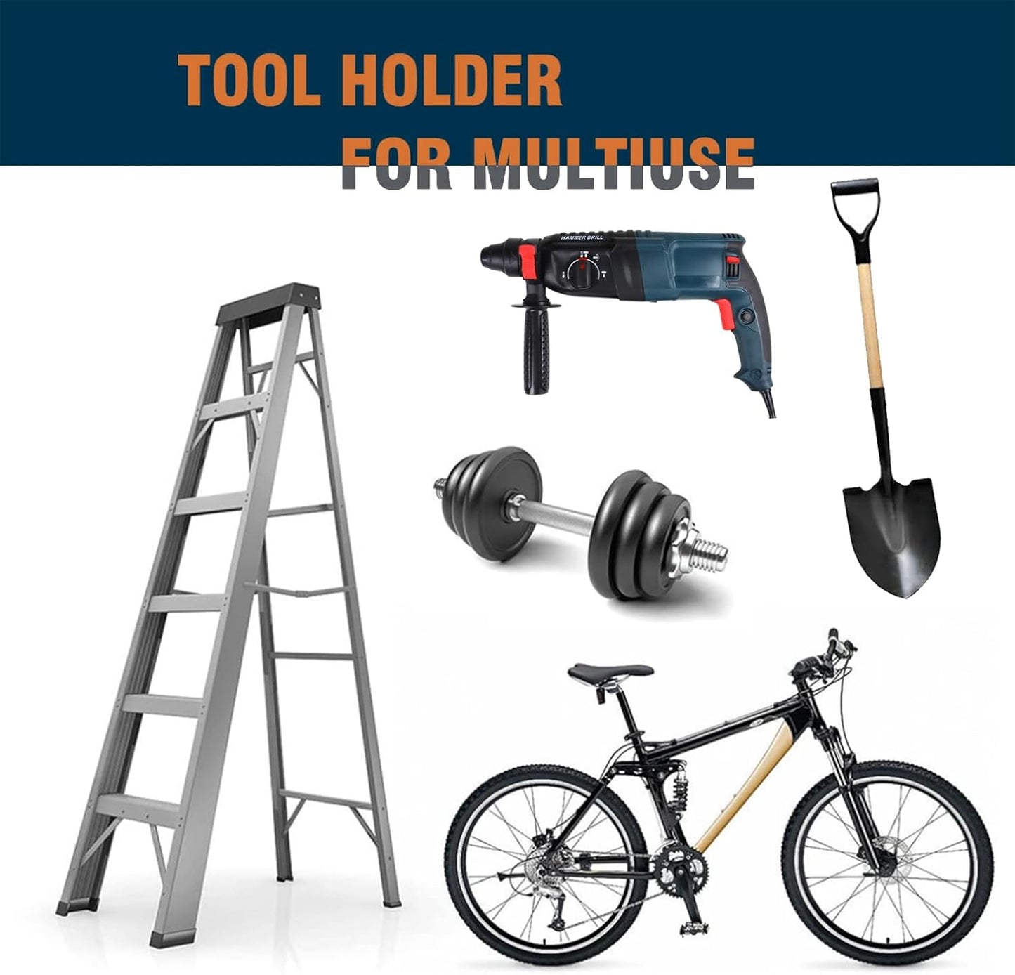 2PACK STURDY GRASS TRIMMER RACK - Heavy Duty Wall Mount Tool Organizer, 800LB Capacity, Rust Proof & Space Saving, Dual Position Design for Weed Eater, Shovels, Ladders & More (Garage/Garden Storage)