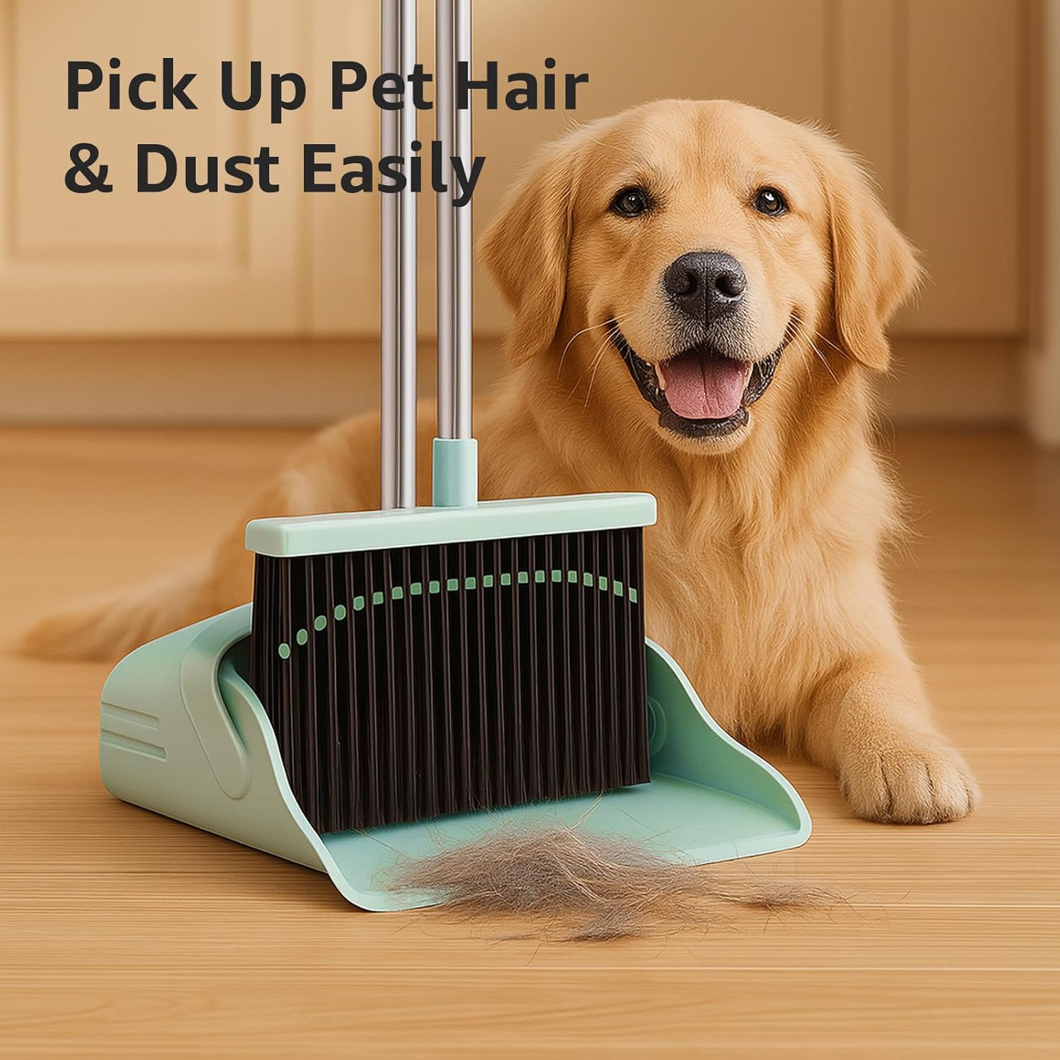 Broom and Dustpan Set – Heavy-Duty Broom and Dustpan for Home Cleaning