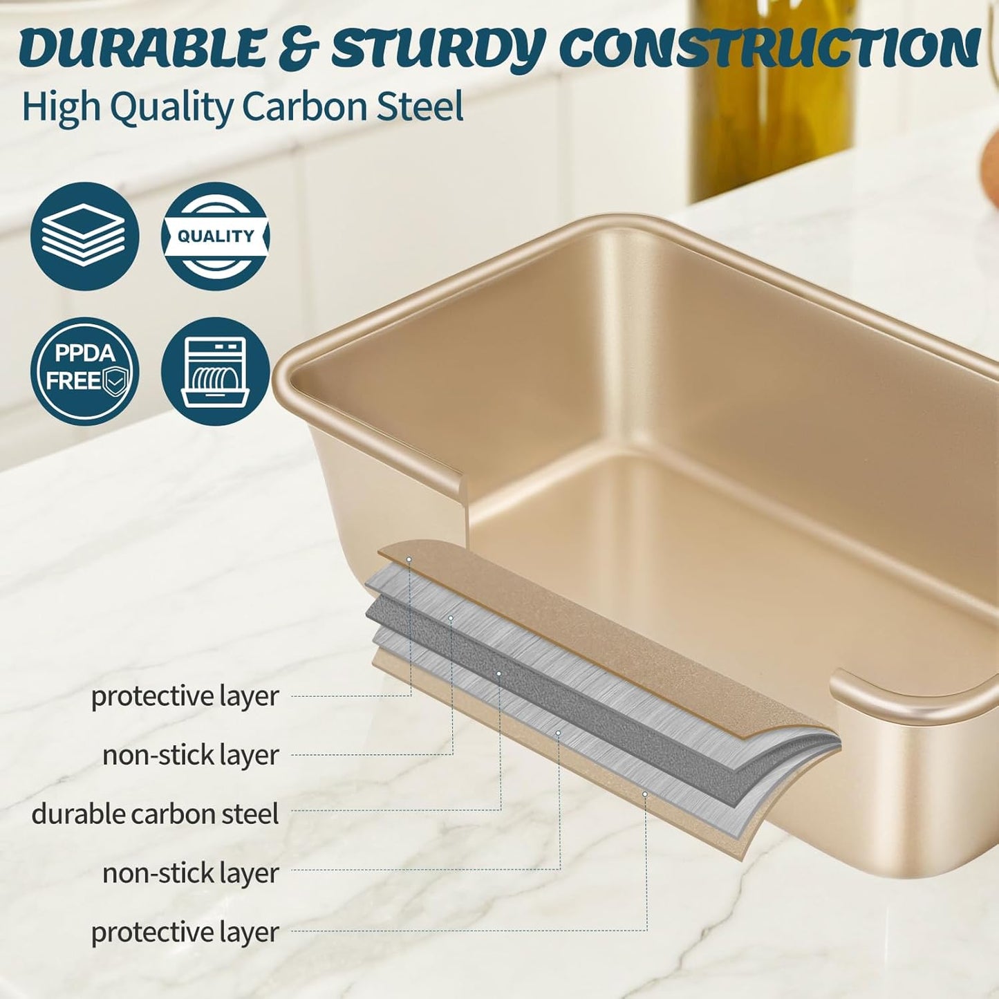 Baking Pans Set, Nonstick Stackable Bakeware Sets, Oven Pans for Cooki