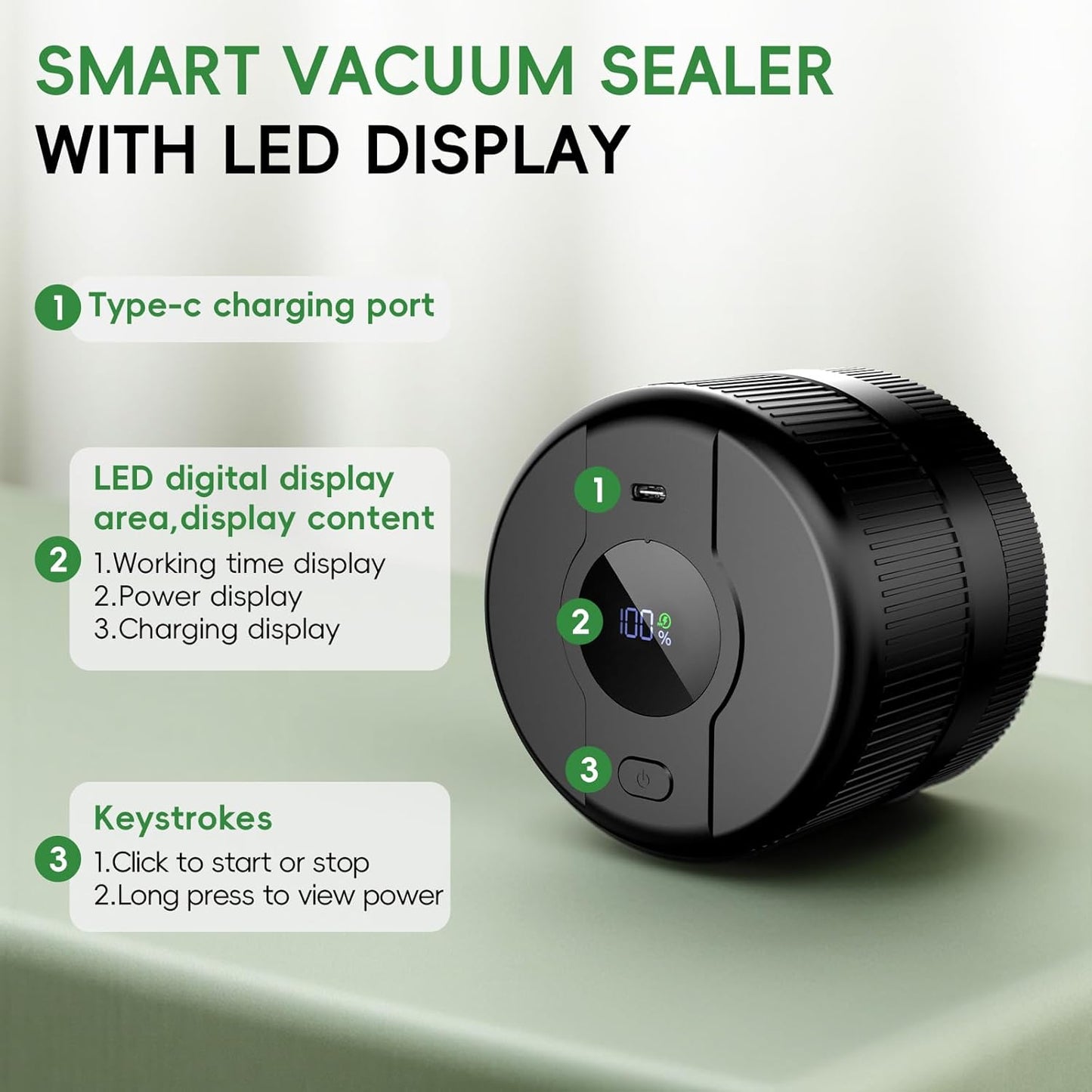 Mason Jar Vacuum Sealer Kit, Electric Sealer for Wide, Regular Mouth M