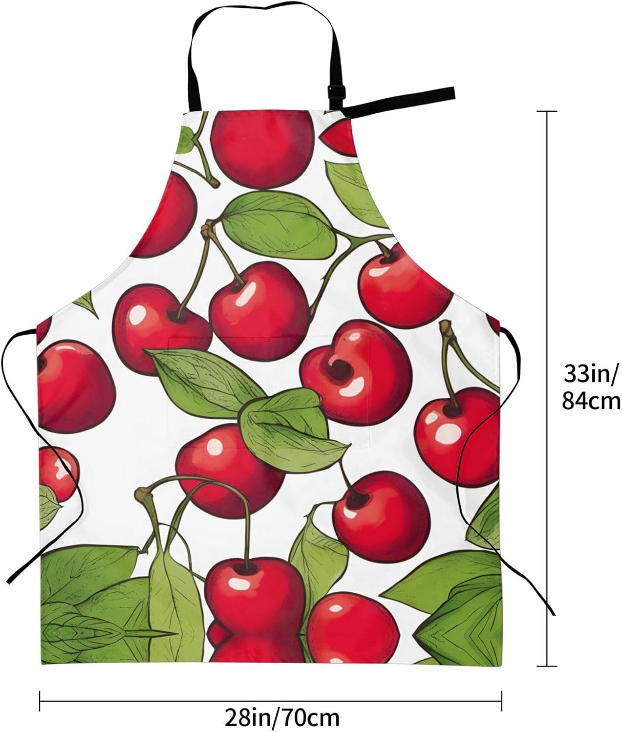 lovely sweet red cherry 3 print Waterproof chef's apron with pocket apron for kitchen cooking baking barbecue and gardening