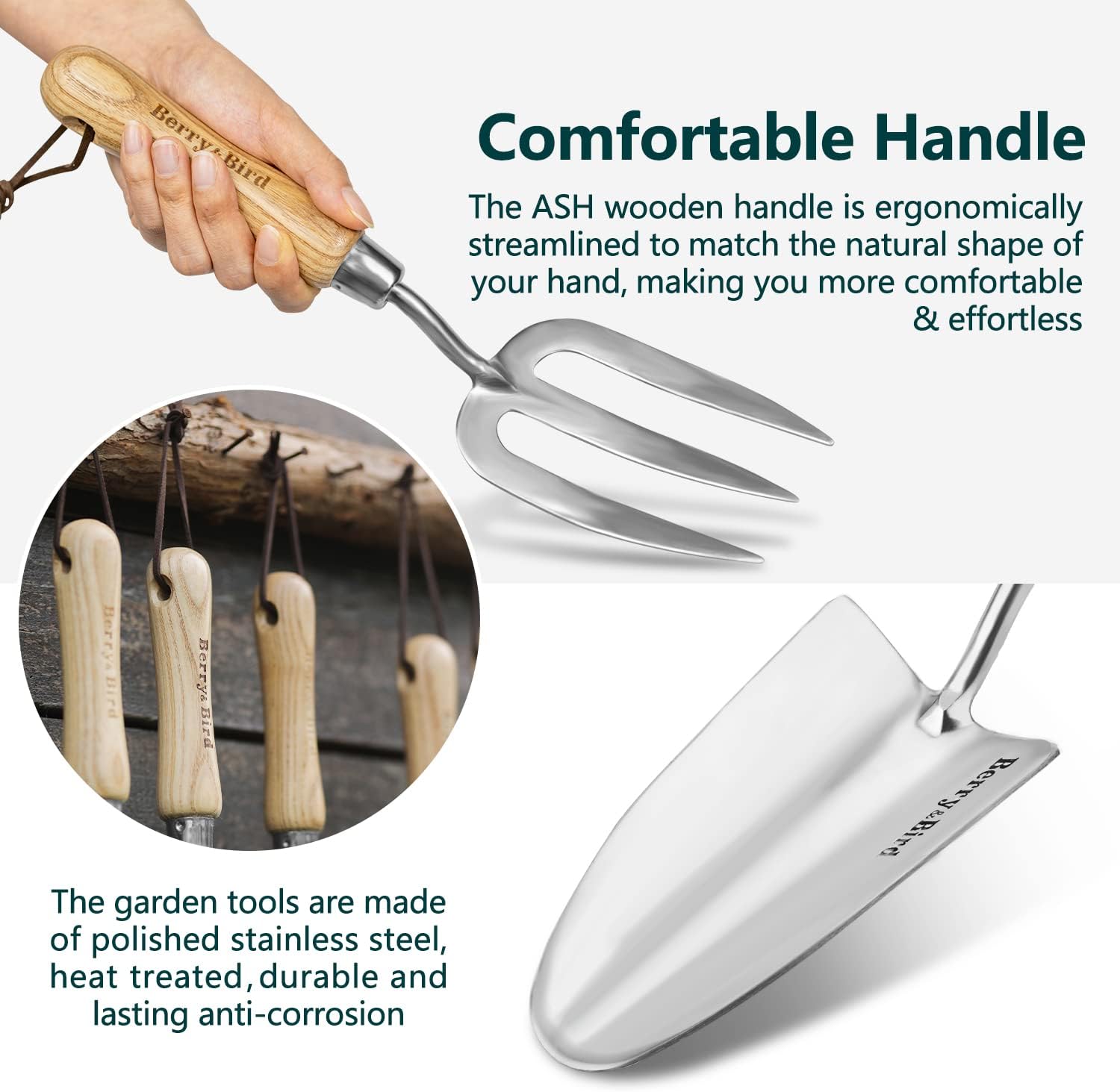 Berry&Bird Gardening Hand Tool Set - 3PCS Stainless Steel Garden Tool 