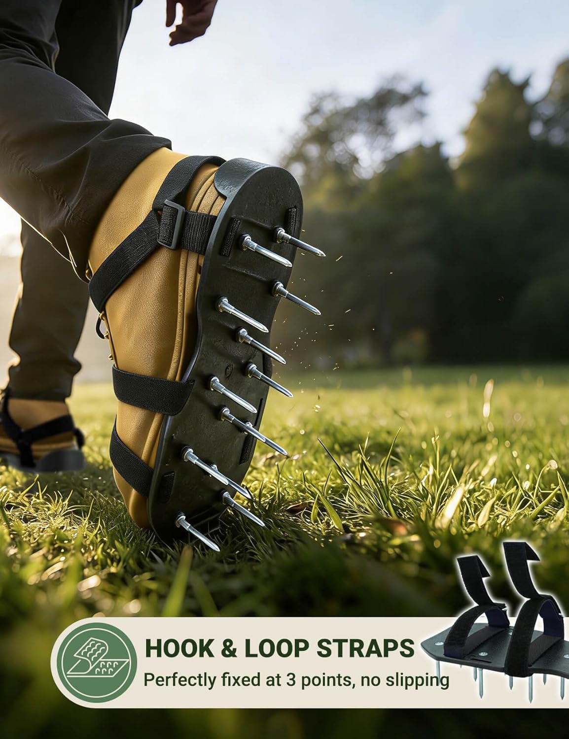 Lawn Aerator Shoes for Lawn, Soil Yard Aerator Tool with Hook & Loop S