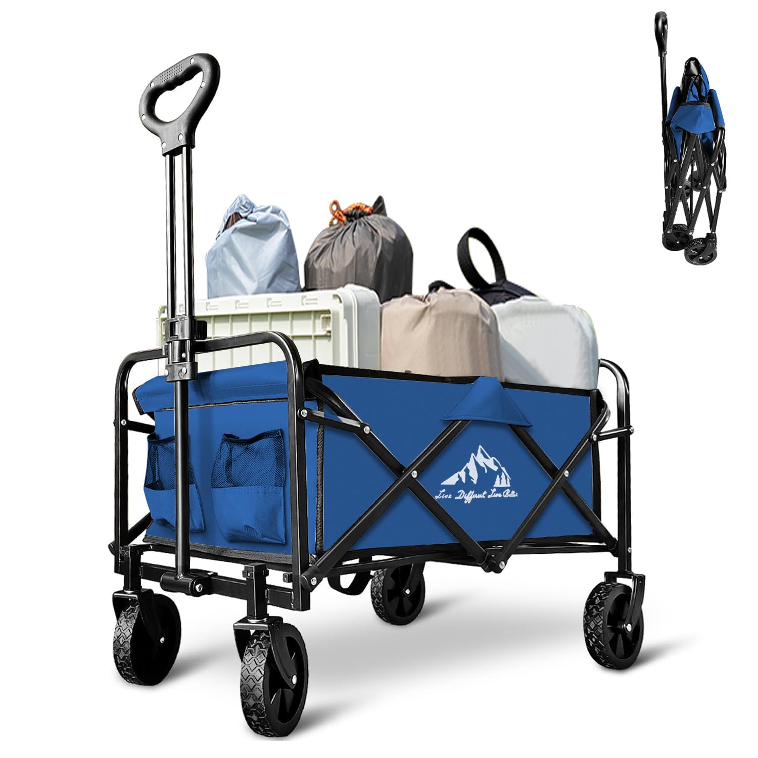 Collapsible Wagon Cart Foldable Portable Heavy Duty Folding Beach Wago