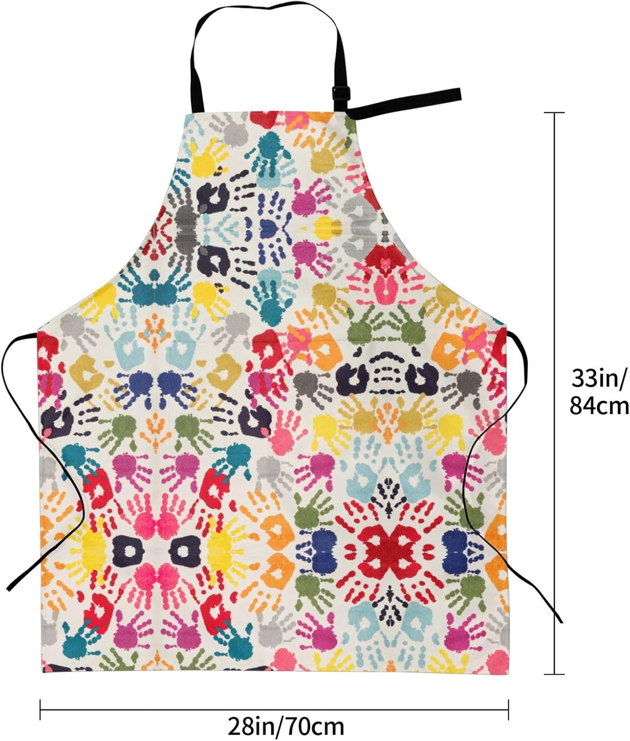 Hand Print print Waterproof apron with pocket adjustable cooking apron