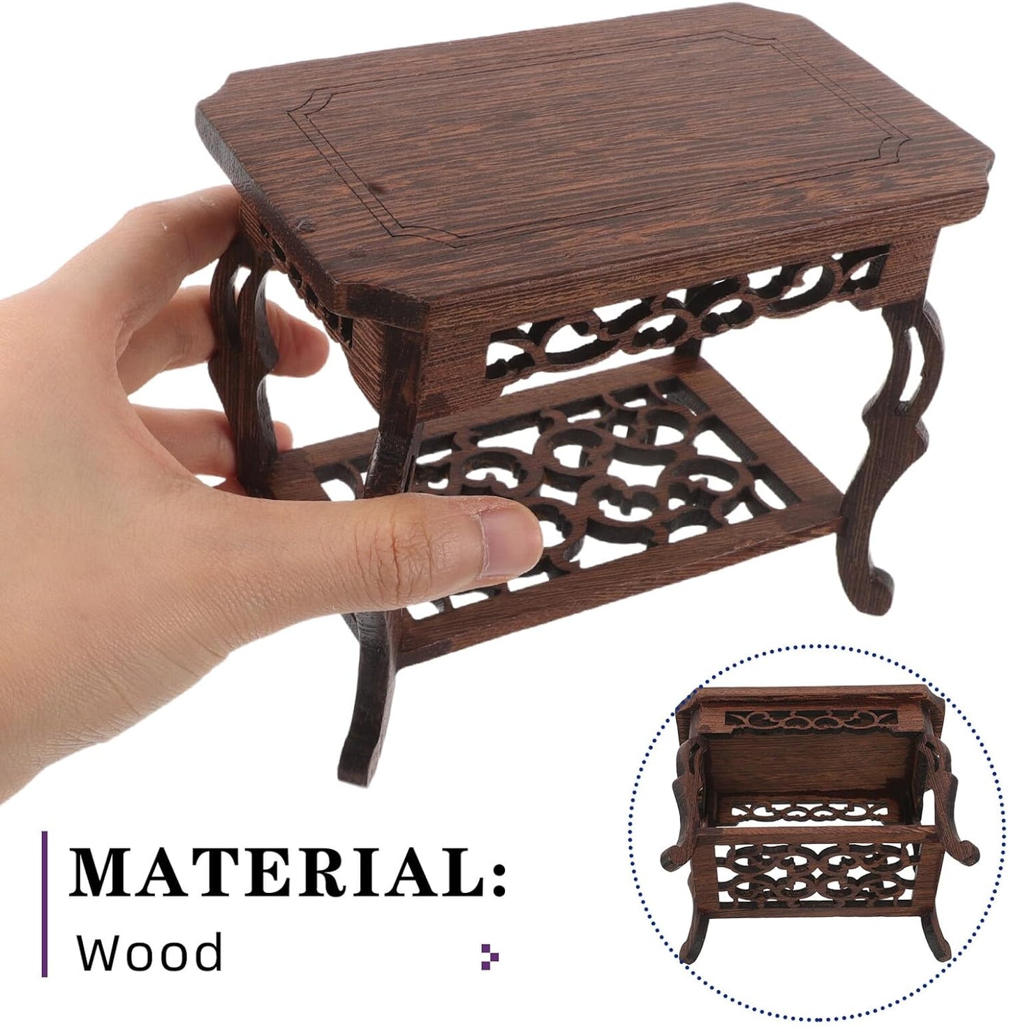 PRETYZOOM Rectangular Wood Riser Stand Jade Base Plant Stool Base Succulent Holder Stable Decorative Display for Indoor Outdoor Space-saving Art Accent