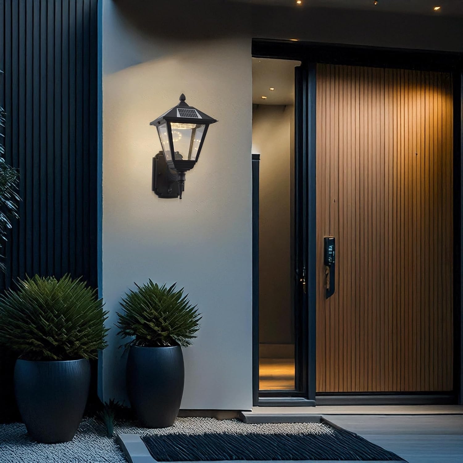 Solar Outdoor Wall Sconce LED Exterior Wall Lamp Aluminum Outdoor Wall