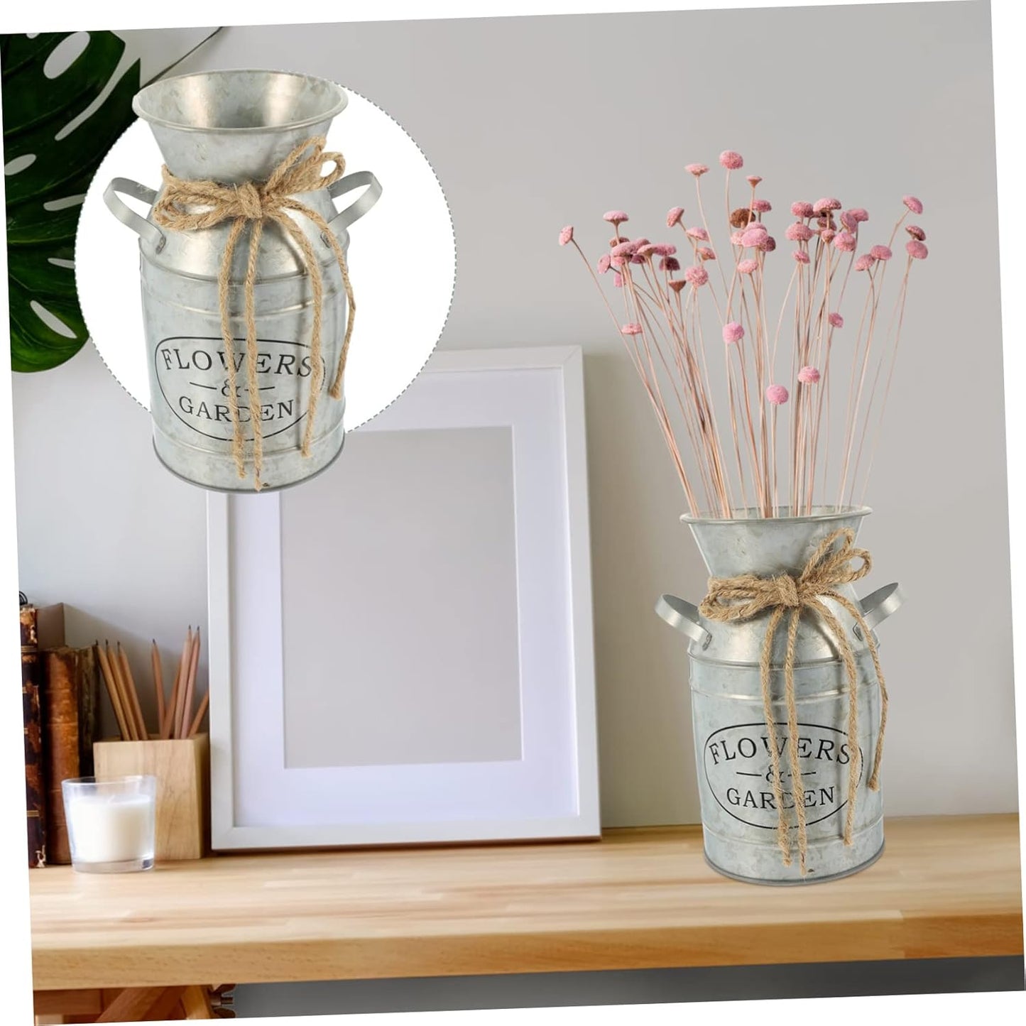 PRETYZOOM Vintage Metal Flower Bucket Planter Rustic Plant Container f