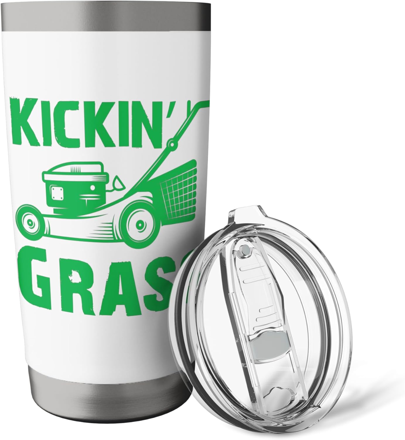 Kicking Grass Lawn Care Mowing Landscaping Gardener Funny Stainless Steel Insulated Tumbler
